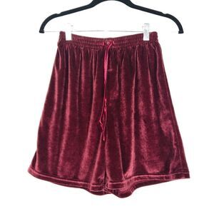 Partners Intimates‎ Maroon Velvet High Rise Pajama Shorts Size Small